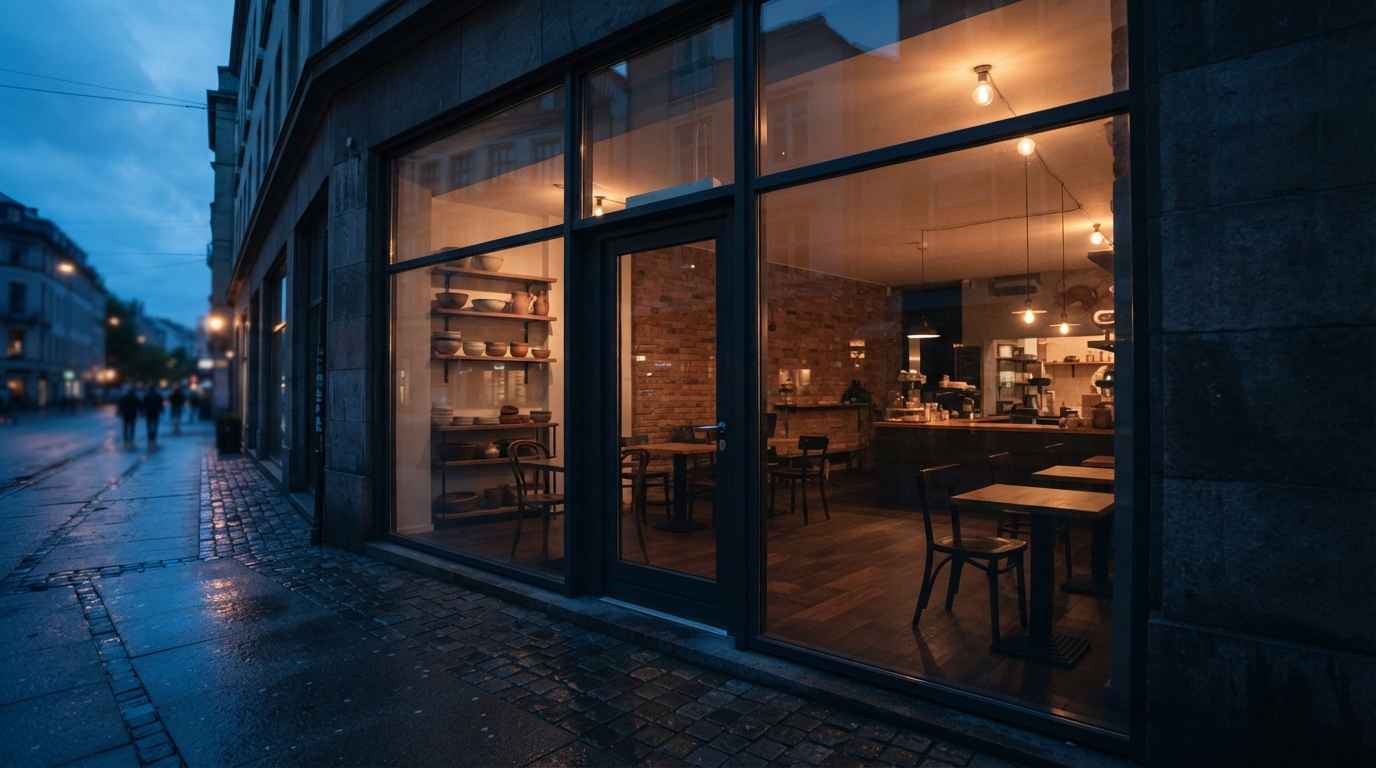 Retail shopfront with energy-efficient glazing