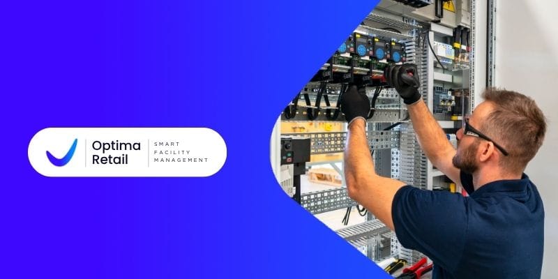 Trabajador en avería eléctrica en tienda comercial